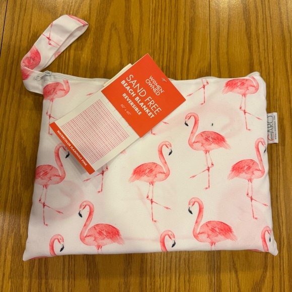 Caro Home Other - Caro Home Flamingo Print Reversible Sand Free Beach Towel Blanket w/ Pouch NEW